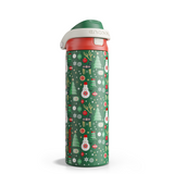 Christmas Insulated Water Bottle with Straw - Leak Proof Stainless Steel Water Bottle for School, Travel, Keeps Cold All Day, One-Touch Flip Lid, Holiday Gifts For Women Men, 24 oz, Frosty Forest